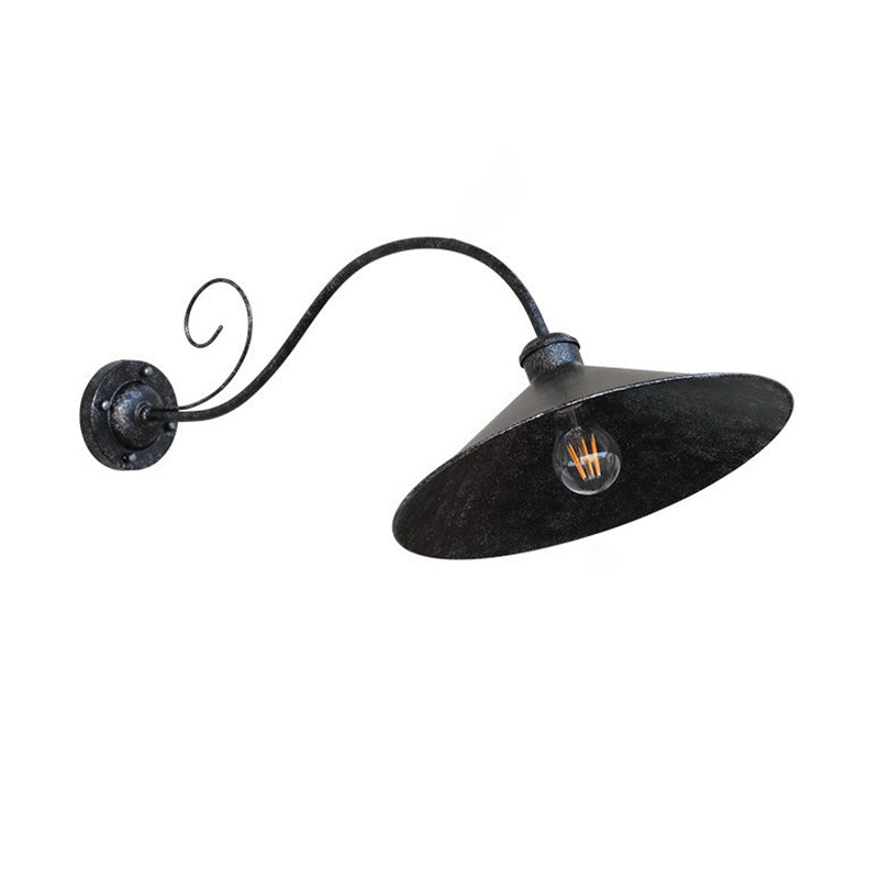Moderne Retro Vanntett Jern Rund 1-Lys Vegglampe For Hage | Luvikno
