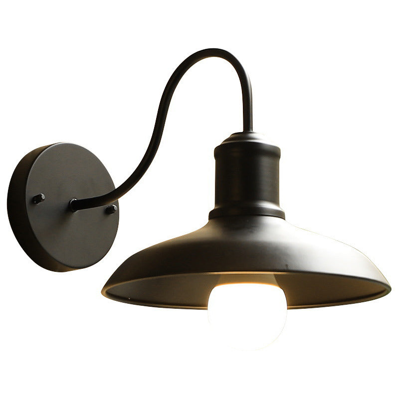 Retro Loft Dome Jern Utendørs Vanntett 1-Lyskilde Buet Arm Vegglampe | Luvikno
