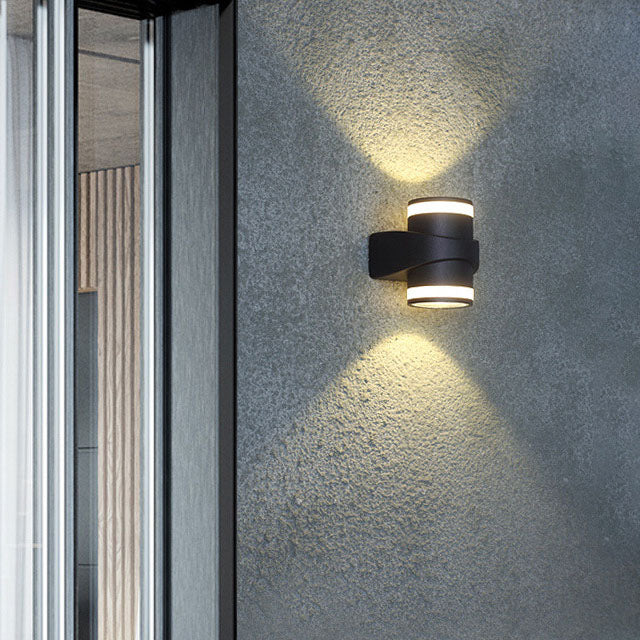 Moderne Sylinderformet Die-Cast Aluminium LED Vanntett Utendørs Hage Vegglampe | Luvikno