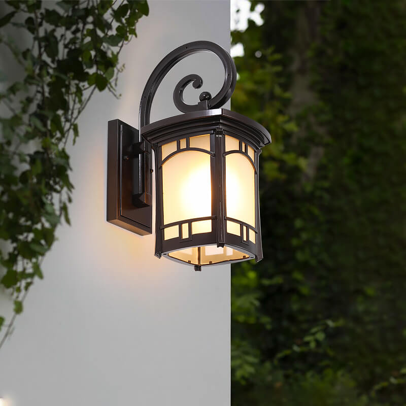 Moderne firkantet aluminiums glass utskåret 1-lampe utendørs vanntett vegglampe | Luvikno