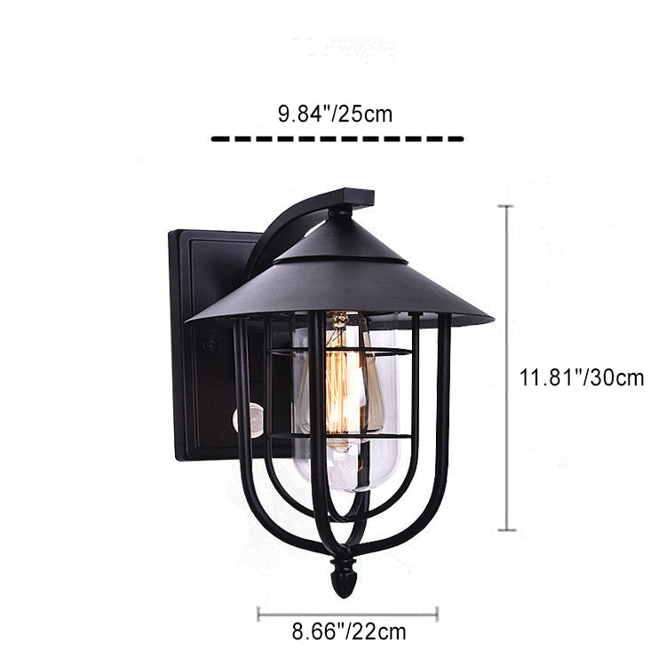 Moderne industriell jern vanntett menneskekroppssensor 1-lampe utendørs vegglampe for utendørs terrasse | Luvikno