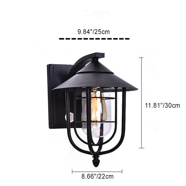 Moderne industriell jern vanntett menneskekroppssensor 1-lampe utendørs vegglampe for utendørs terrasse | Luvikno