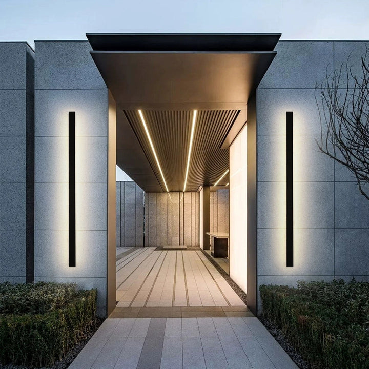 Moderne minimalistisk lang rektangulær aluminium akryl LED vegglampe for hage | Luvikno