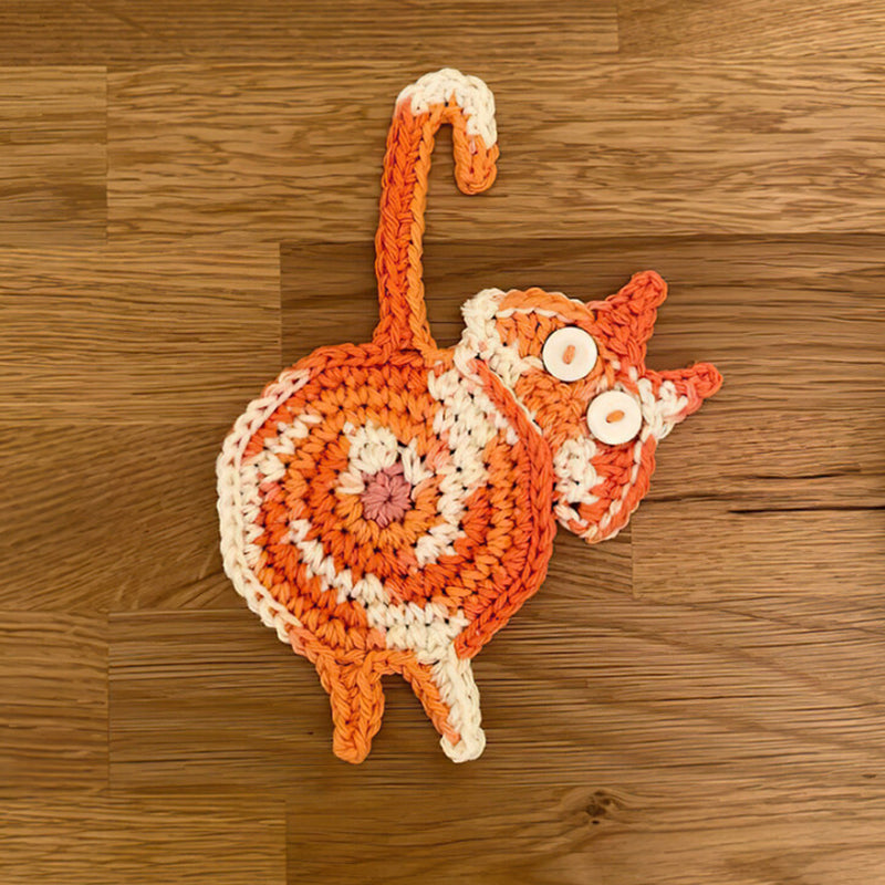 Morsomme katt rumpe coasters katt rumpe kopp matte strikket gave til kattefans | Luvikno