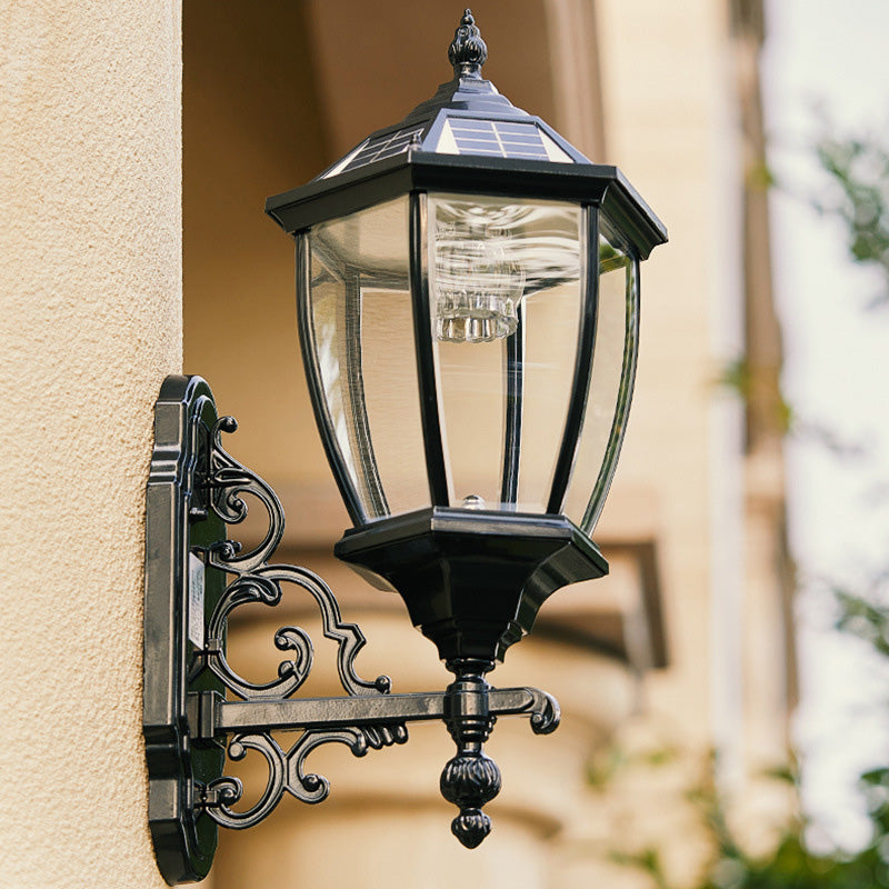 Tradisjonell europeisk aluminium glass LED sol vanntett vegglampe for utendørs patio | Luvikno