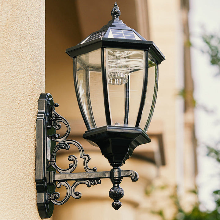 Tradisjonell europeisk aluminium glass LED sol vanntett vegglampe for utendørs patio | Luvikno