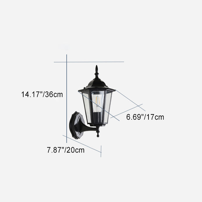 Moderne industriell hexagonal aluminiumsramme frostet glass 1-lykt utendørs vegglampe for hage | Luvikno