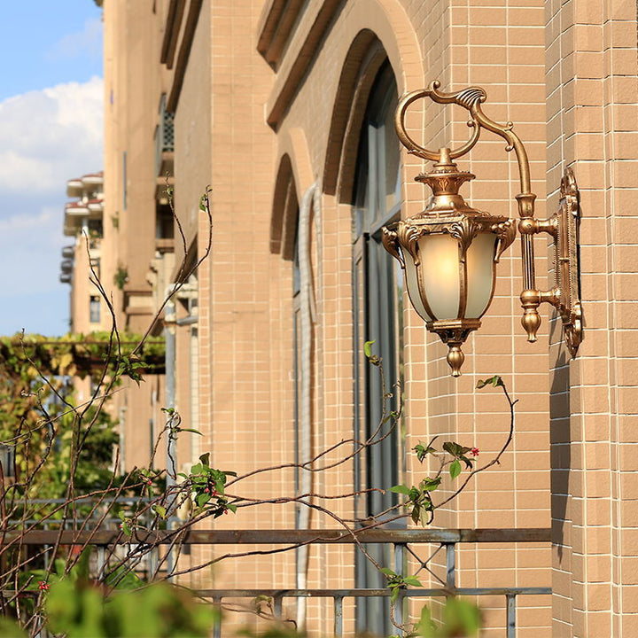 Europeisk Retro Aluminium Glass Utskåret Lantern 1-Lys Utendørs Vanntett Vegglampe | Luvikno