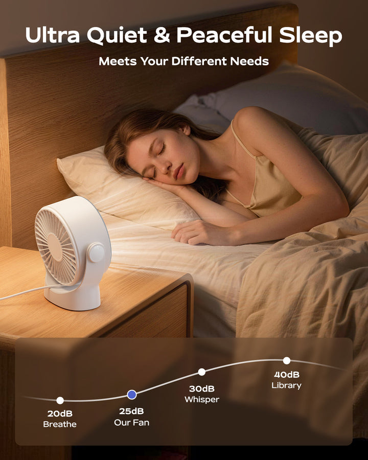 4-hastighets USB-oppladbar skrivebordsvifte med smart LED-skjerm | Luvikno