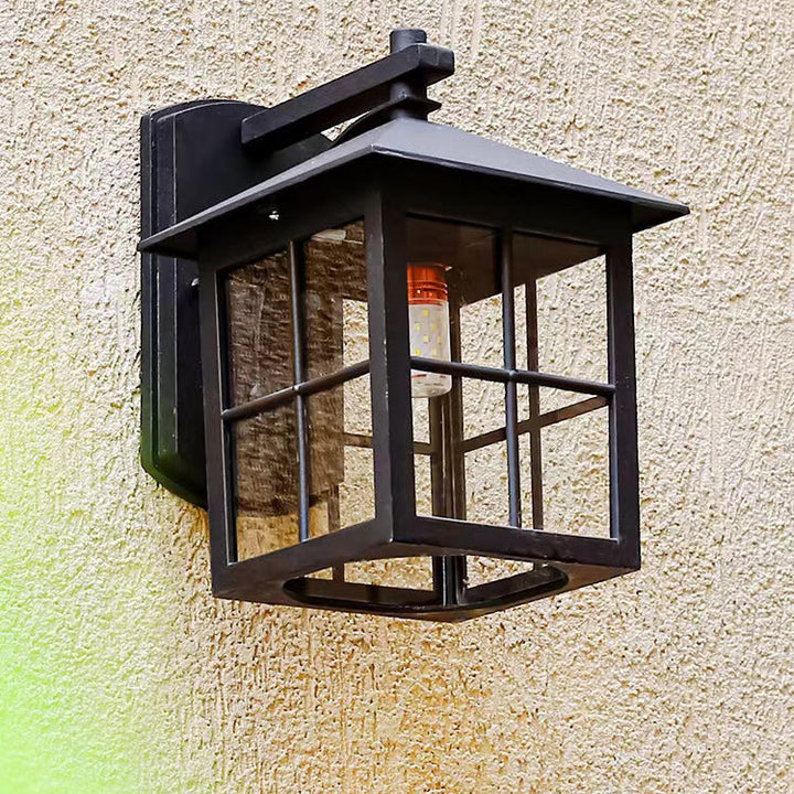 Moderne Enkelhet Vanntett Aluminium Kvadratisk Glass Skjerm 1-Lys Vegglampe For Utendørs Patio | Luvikno