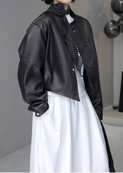 Luvik | Muse - Lyhyt Keinotekoinen Nahka Napitus Takki