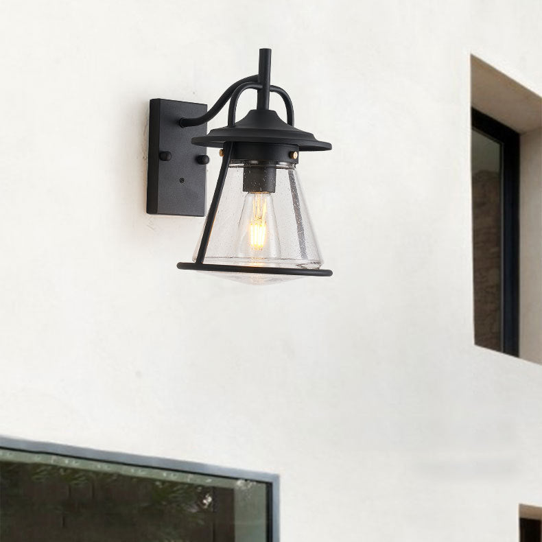 Vanntett Glass Cone Shade 1-Lys Utendørs Vegglampe | Luvikno