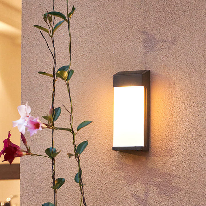Solar Square Frosted Glass Vanntett Utendørs LED Vegglampe | Luvikno