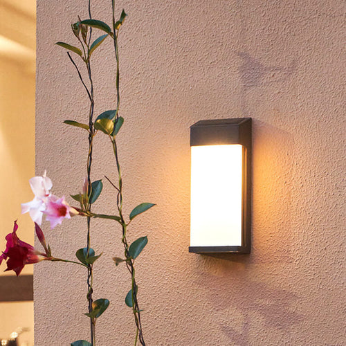 Solar Square Frosted Glass Vanntett Utendørs LED Vegglampe | Luvikno