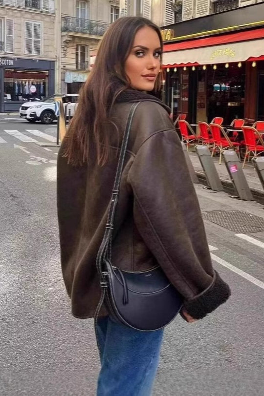 Luvik | Lampaannahkavuorattu löysä takki