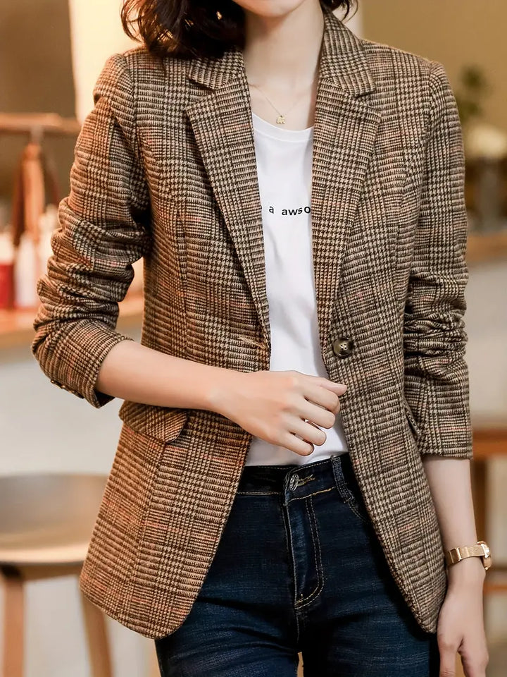 Luvik | Rutete blazer med revers og én knapp