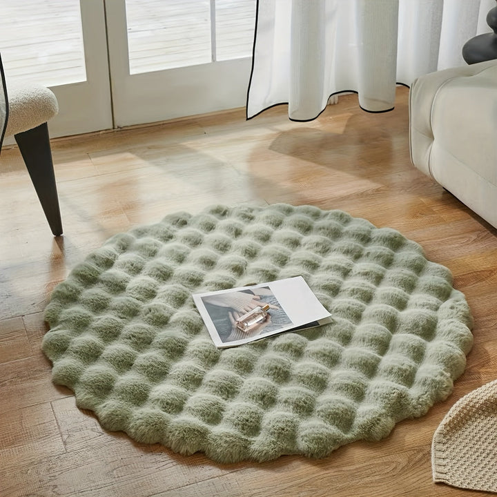Rund fluffy teppe for stilige rom – Mykt teppe for stue og soverom | Luvikno