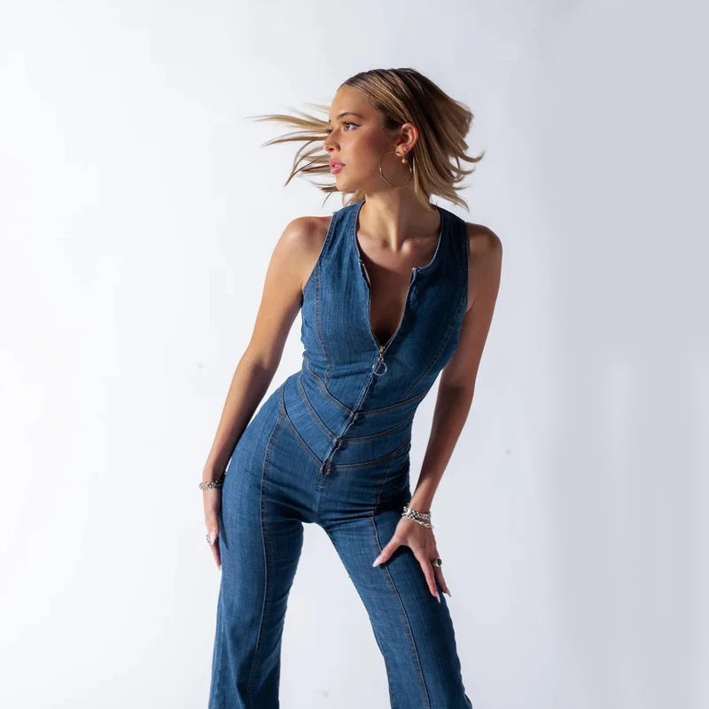Luvik | Denim-yksihaalarit vetoketju-yksityiskohdalla naisille
