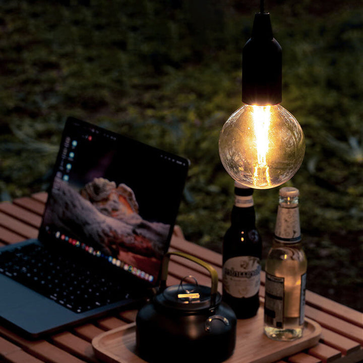 Retro Bærbar Vanntett Tre Rund Kjegle Batteri USB 1-Lys Camping Utendørs Lys | Luvikno