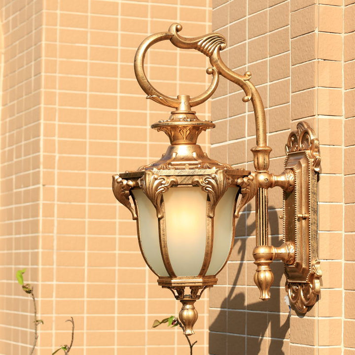 Europeisk Retro Aluminium Glass Utskåret Lantern 1-Lys Utendørs Vanntett Vegglampe | Luvikno