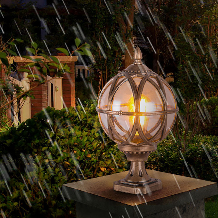 Tradisjonell kolonial globe glass aluminium 1-lys utendørs lys for hage | Luvikno