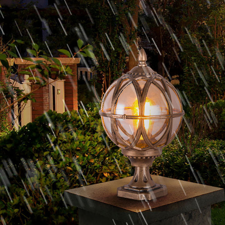 Tradisjonell kolonial globe glass aluminium 1-lys utendørs lys for hage | Luvikno