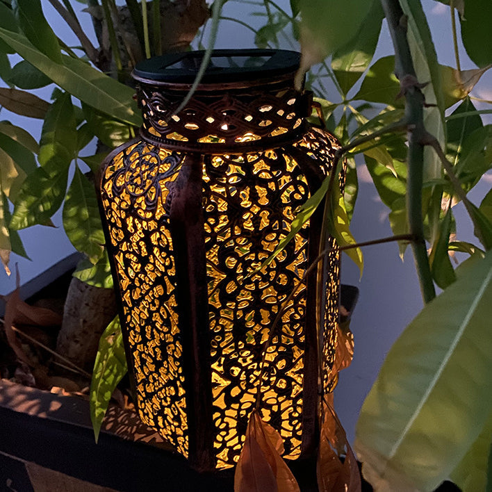 Moderne Art Deco Solvannresistent Hexagonal Lantern Jern LED Utendørs Lys For Hage | Luvikno