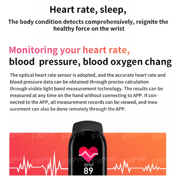 Smartklokke - med puls- og blodtrykksmonitor | Luvikno