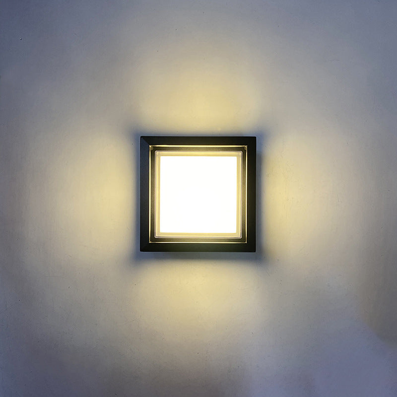 Moderne Minimalistisk Vanntett Firkantet Aluminium Akryl LED Utendørs Vegglampe For Hage | Luvikno