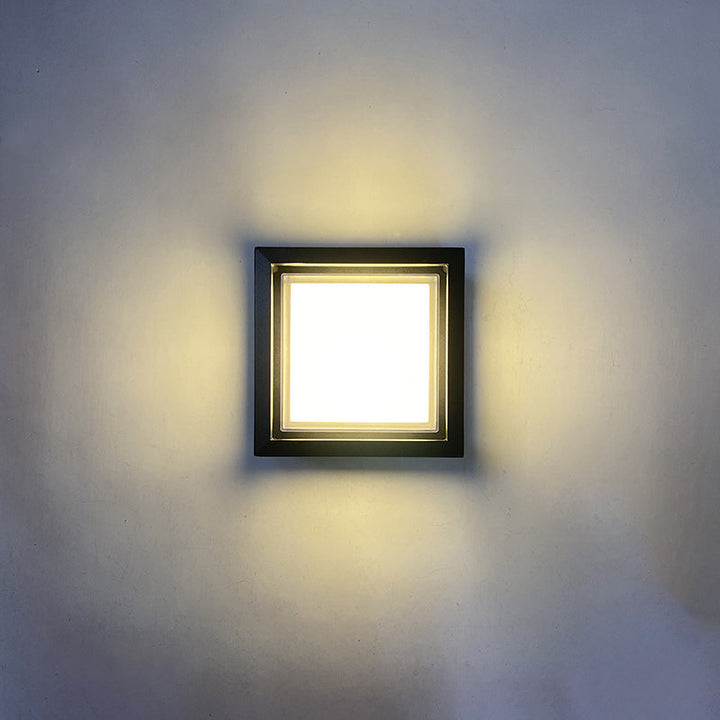 Moderne Minimalistisk Vanntett Firkantet Aluminium Akryl LED Utendørs Vegglampe For Hage | Luvikno