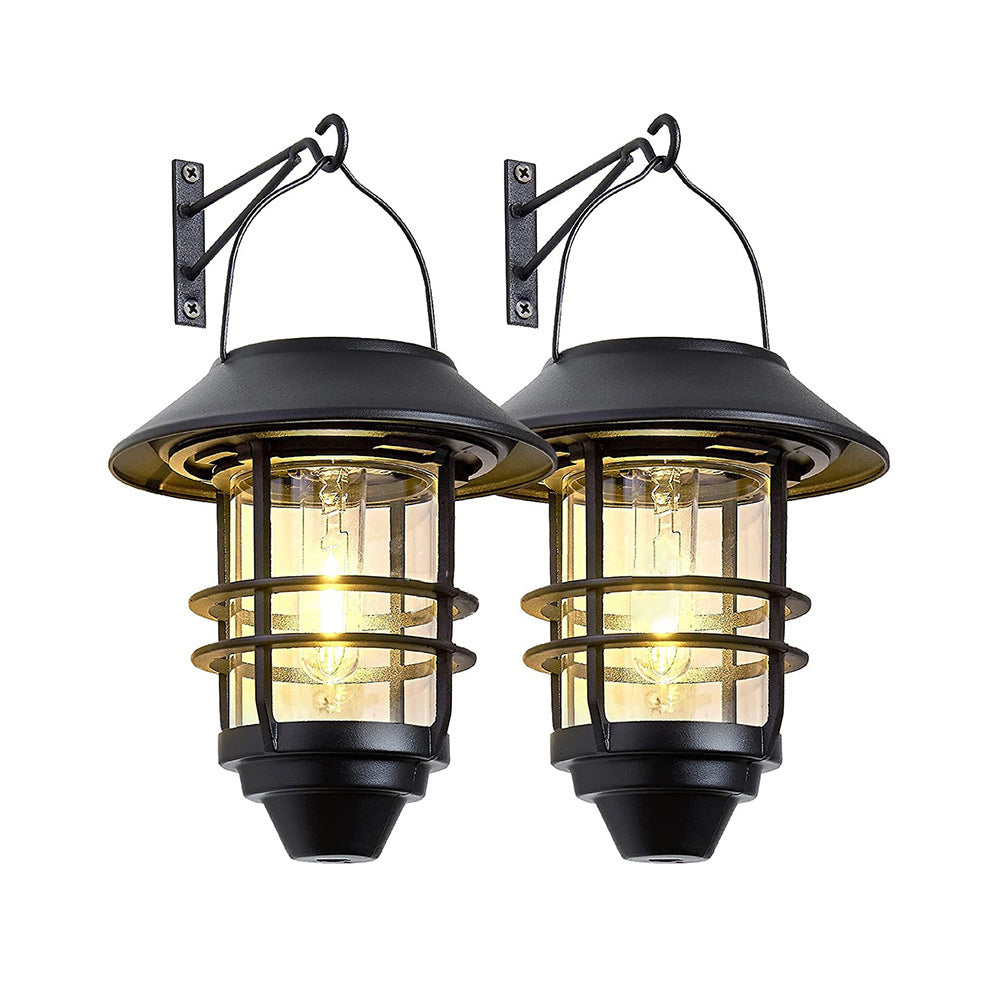 Samtidig Retro Sol Vannavstøtende Aluminium Glass Lantern Sylinder 1-Lys Hengende Vegglampe For Utendørs Patio | Luvikno