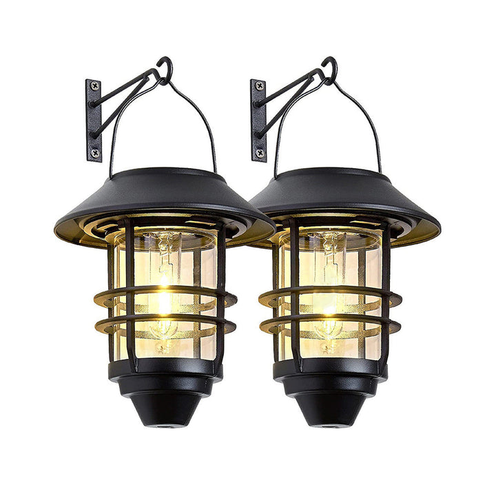 Samtidig Retro Sol Vannavstøtende Aluminium Glass Lantern Sylinder 1-Lys Hengende Vegglampe For Utendørs Patio | Luvikno