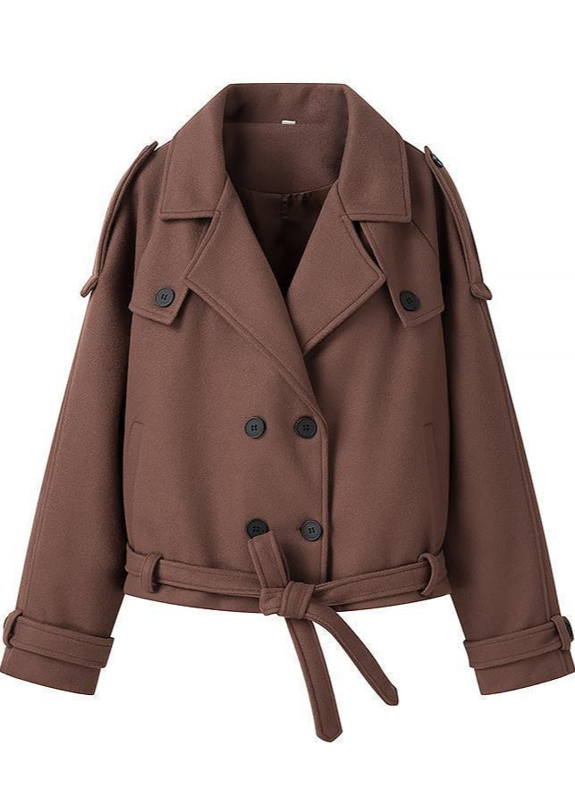 Luvik | Forkortet belte-ull trenchcoat