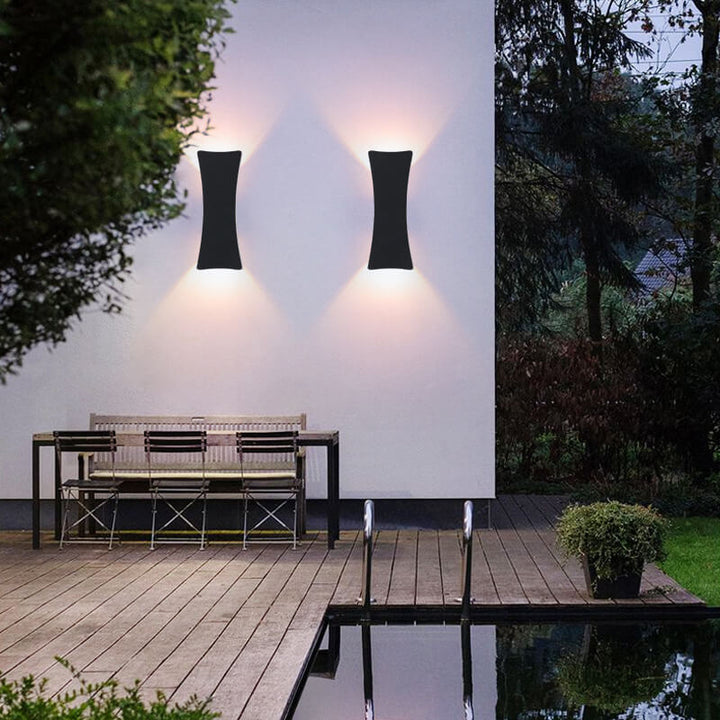 Moderne Enkle Rektangulære Buede LED Utendørs Vanntette Vegglampe | Luvikno