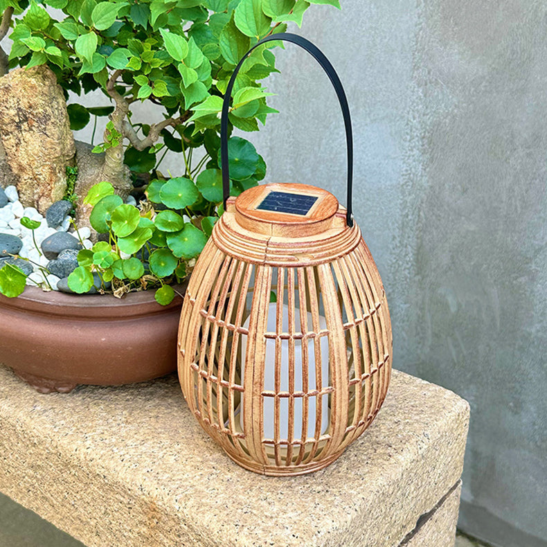 Moderne Art Deco Solrund Lantern Rattan LED Utendørs Landskapslys For Hage | Luvikno