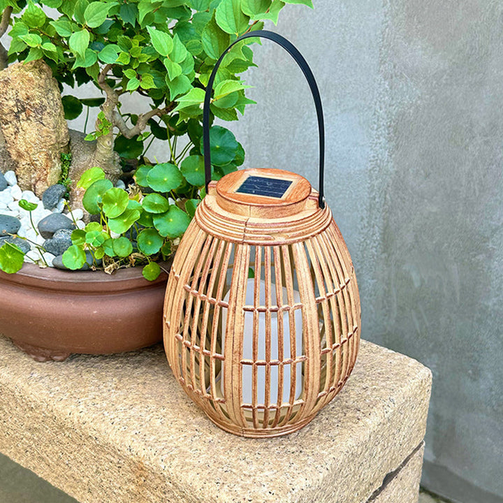 Moderne Art Deco Solrund Lantern Rattan LED Utendørs Landskapslys For Hage | Luvikno