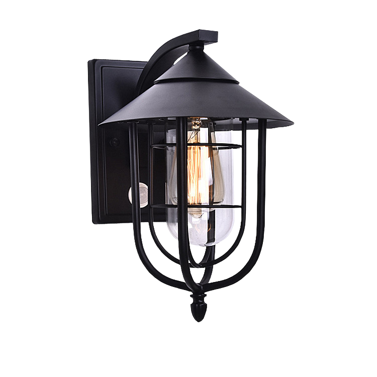 Moderne industriell jern vanntett menneskekroppssensor 1-lampe utendørs vegglampe for utendørs terrasse | Luvikno