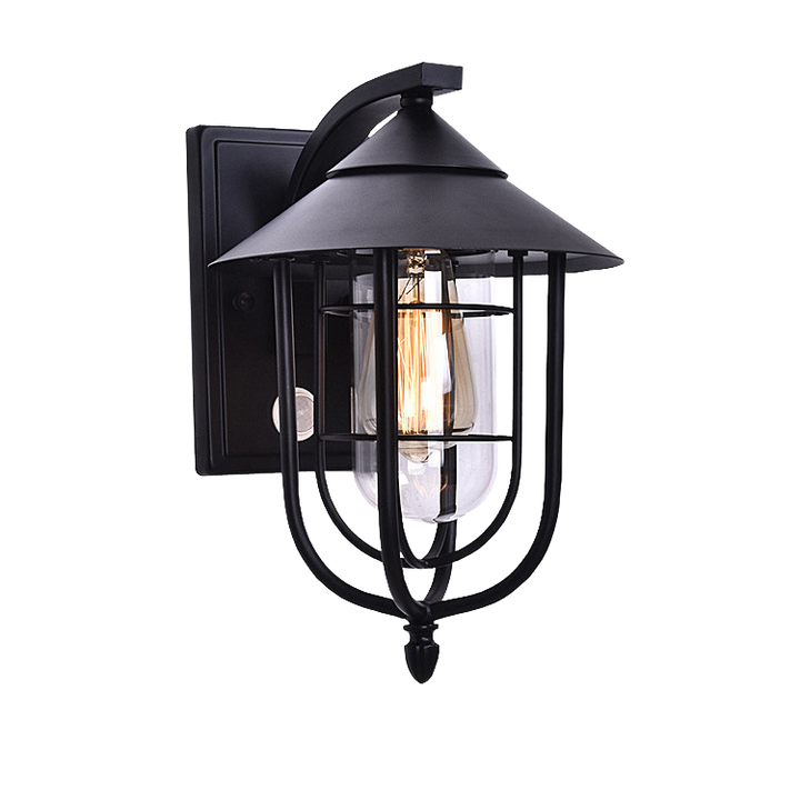Moderne industriell jern vanntett menneskekroppssensor 1-lampe utendørs vegglampe for utendørs terrasse | Luvikno