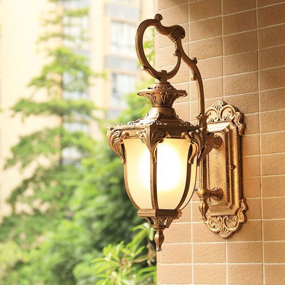 Europeisk Retro Aluminium Glass Utskåret Lantern 1-Lys Utendørs Vanntett Vegglampe | Luvikno