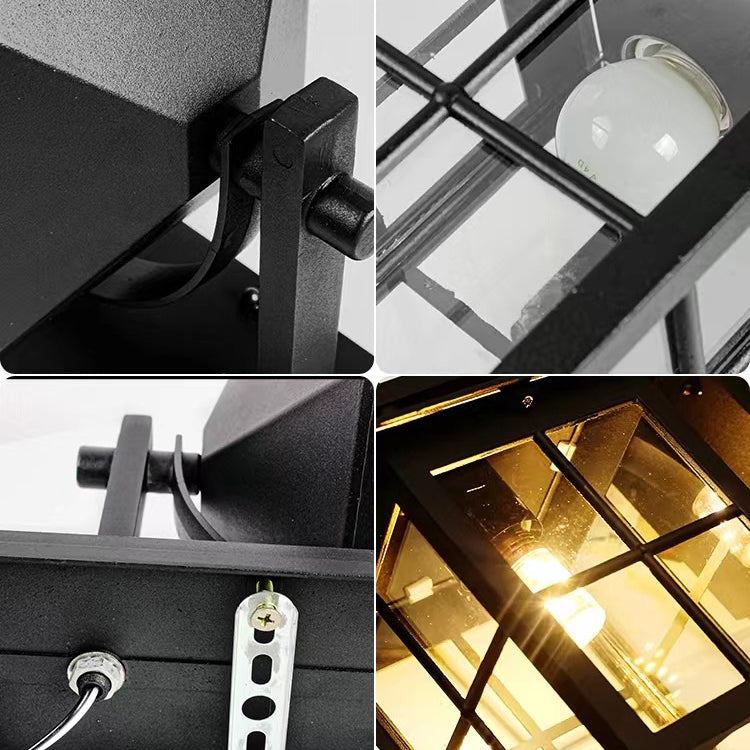 Moderne Enkelhet Vanntett Aluminium Kvadratisk Glass Skjerm 1-Lys Vegglampe For Utendørs Patio | Luvikno
