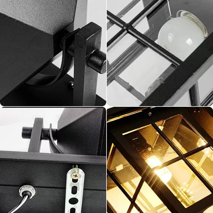 Moderne Enkelhet Vanntett Aluminium Kvadratisk Glass Skjerm 1-Lys Vegglampe For Utendørs Patio | Luvikno