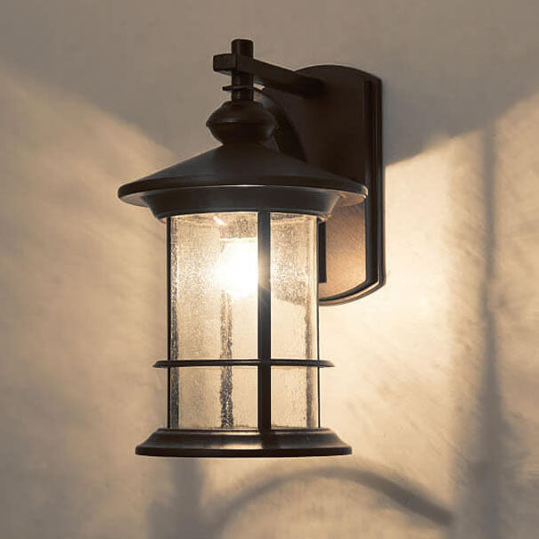 Industrial Vintage Bubble Glass Column 1-Light Utendørs Vanntett Vegglampe | Luvikno