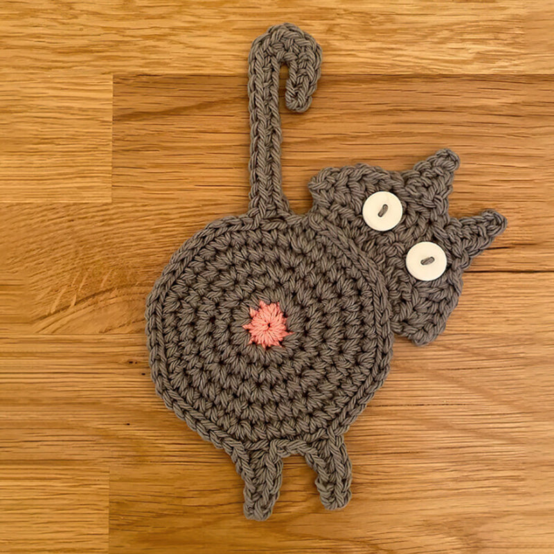 Morsomme katt rumpe coasters katt rumpe kopp matte strikket gave til kattefans | Luvikno