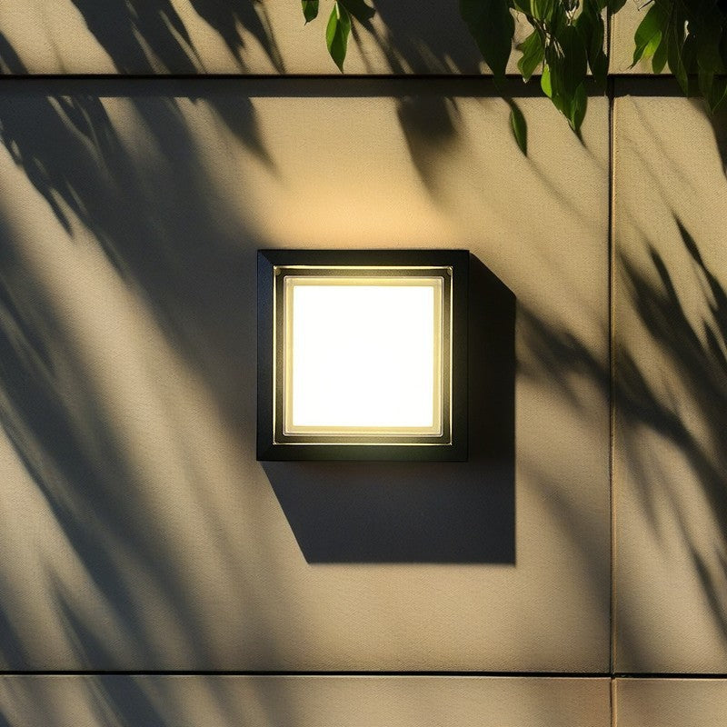 Moderne Minimalistisk Vanntett Firkantet Aluminium Akryl LED Utendørs Vegglampe For Hage | Luvikno