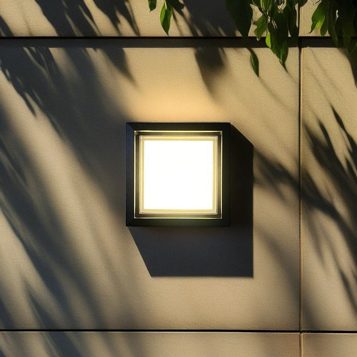 Moderne Minimalistisk Vanntett Firkantet Aluminium Akryl LED Utendørs Vegglampe For Hage | Luvikno