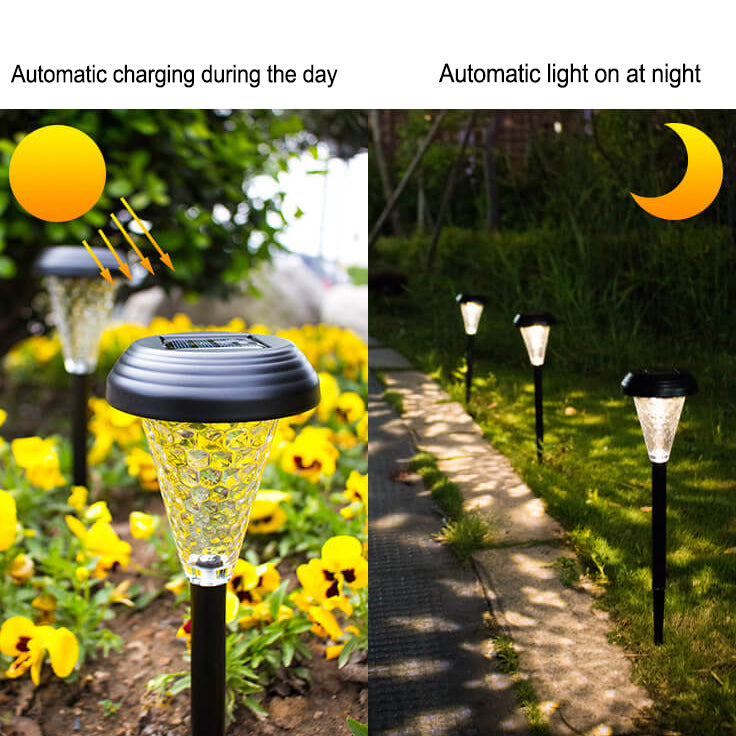 Moderne Solar Glass Cone LED Utendørs Hage Bakkeinnsatts Landskapslys | Luvikno