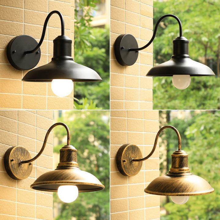 Retro Loft Dome Jern Utendørs Vanntett 1-Lyskilde Buet Arm Vegglampe | Luvikno