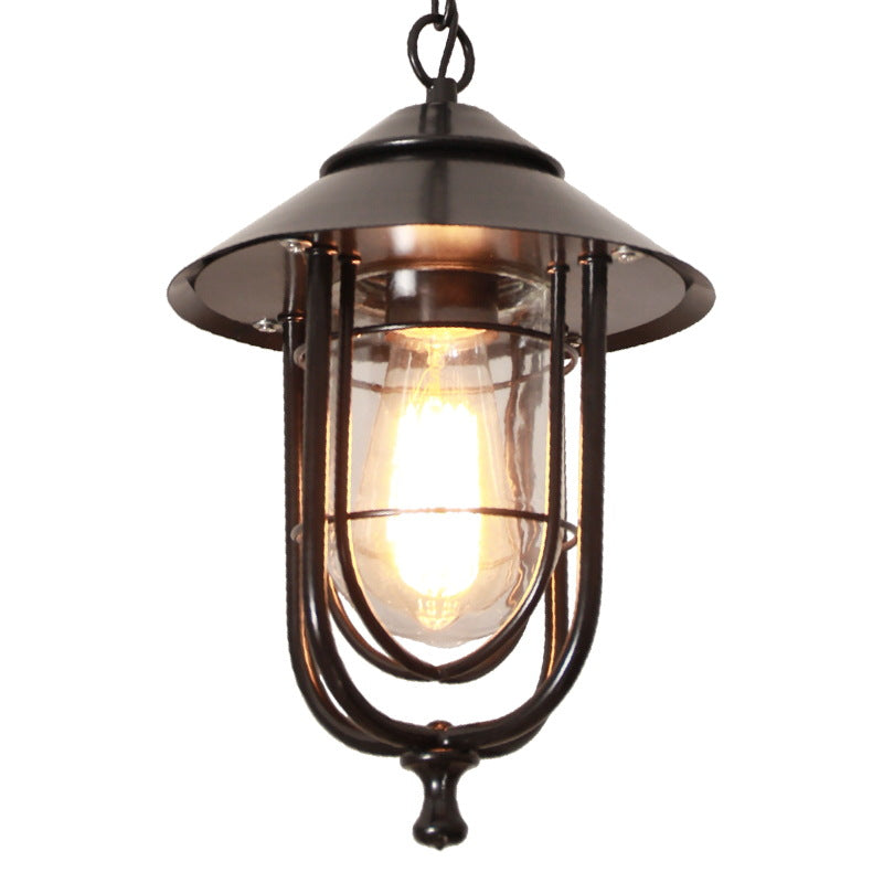 Industriell vintage aluminium bur glass 1-lampe utendørs vanntett pendellampe | Luvikno