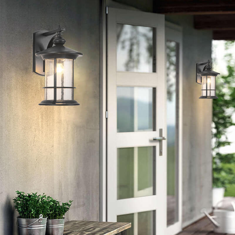 Industrial Vintage Bubble Glass Column 1-Light Utendørs Vanntett Vegglampe | Luvikno