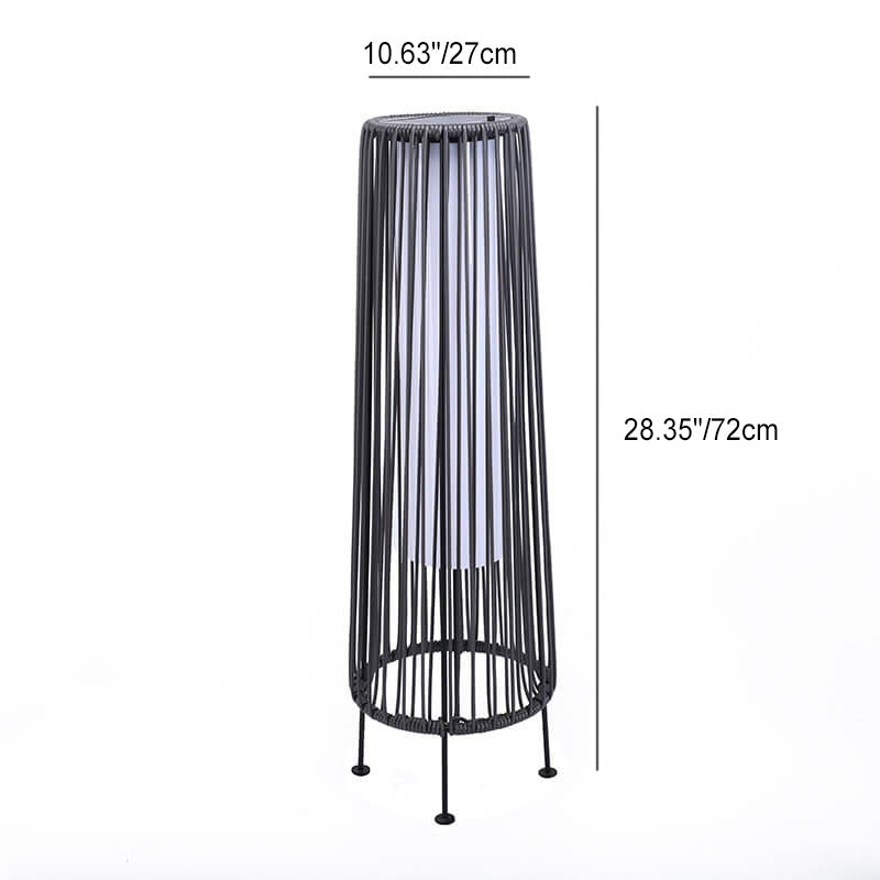 Moderne Shabby Chic Sol Runde Trapezoid Jern Rattan Wicker LED Utendørs Lys For Utendørs Patio | Luvikno